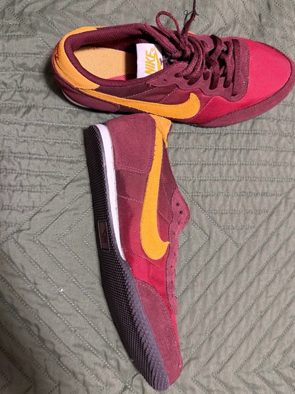 Nike Women’s Burgundy and Yellow Low-Top Sneakers